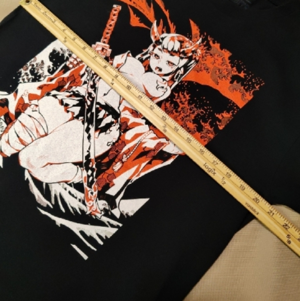 Bad Habits Anime Girl Black T-shirt. L - Picture 4 of 5